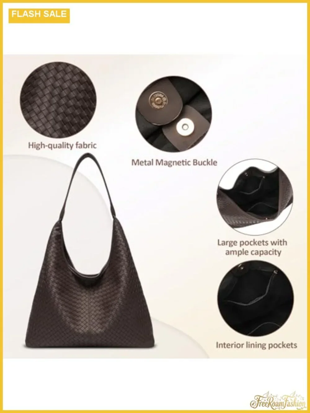 Woven Textured Vegan Leather Hobo Tote Bag Large Slouchy Purse for Women